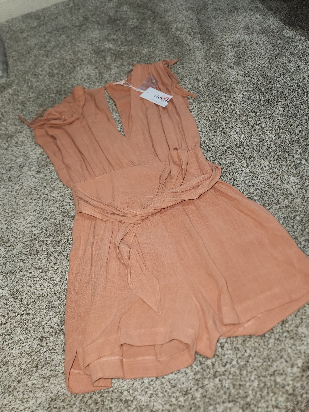 Rust Orange Sleeveless V-Neck Romper